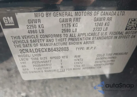 2011 Chevrolet Equinox 1Lt from USA, damaged, VIN 2CNALDECXB6432803